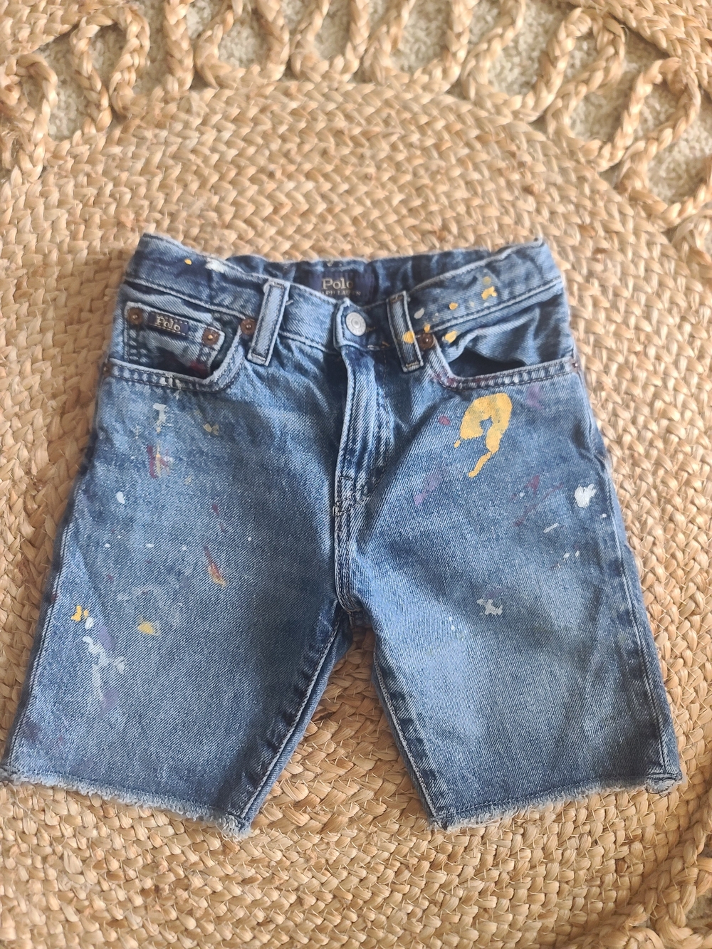 Polo by Ralph Lauren Blue Denim Paint-Splatter Shorts
